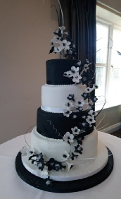 Black and White fantasy sugar flowers wedding cake, Anne's Cakes For All Occasions, Sudbury Suffolk, Essex,Norfolk Black and White fantasy sugar flowers wedding cake, Anne's Cakes For All Occasions, Sudbury Suffolk, Essex,Norfolk